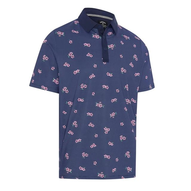 Callaway Mens Azalea Gingham Polo Shirt - Peacoat