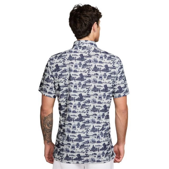 Nike Mens Dri-Fit Tailored Performance Toile Polo Shirt - Photon Dust/Navy