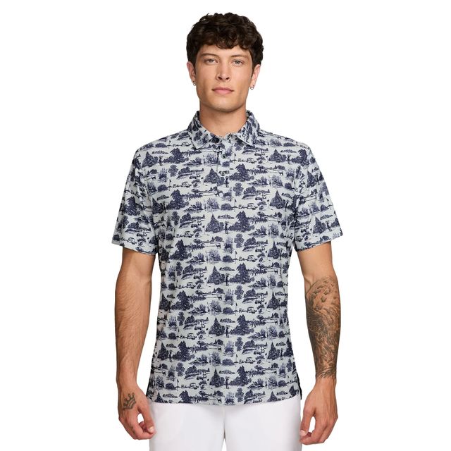 Nike Mens Dri-Fit Tailored Performance Toile Polo Shirt - Photon Dust/Navy