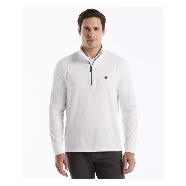 Original Penguin Mes LS Mixed Media 1/4-zip - Bright White