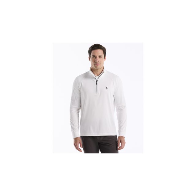 Original Penguin Mes LS Mixed Media 1/4-zip - Bright White