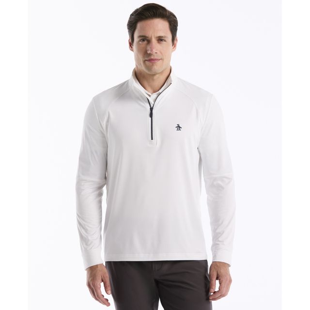 Original Penguin Mes LS Mixed Media 1/4-zip - Bright White