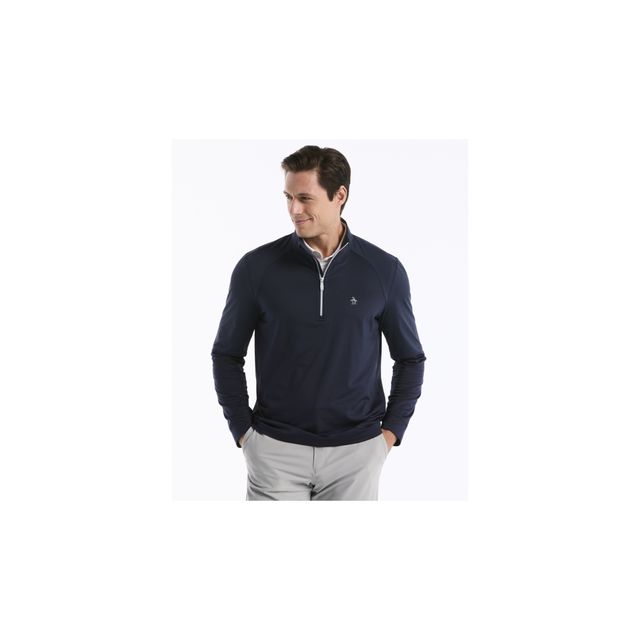 Original Penguin Mes LS Mixed Media 1/4-zip - Black Iris