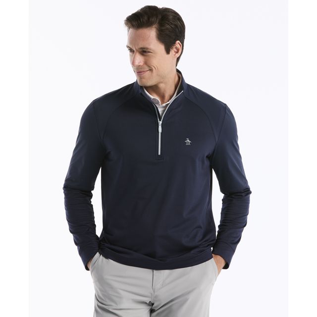 Original Penguin Mes LS Mixed Media 1/4-zip - Black Iris