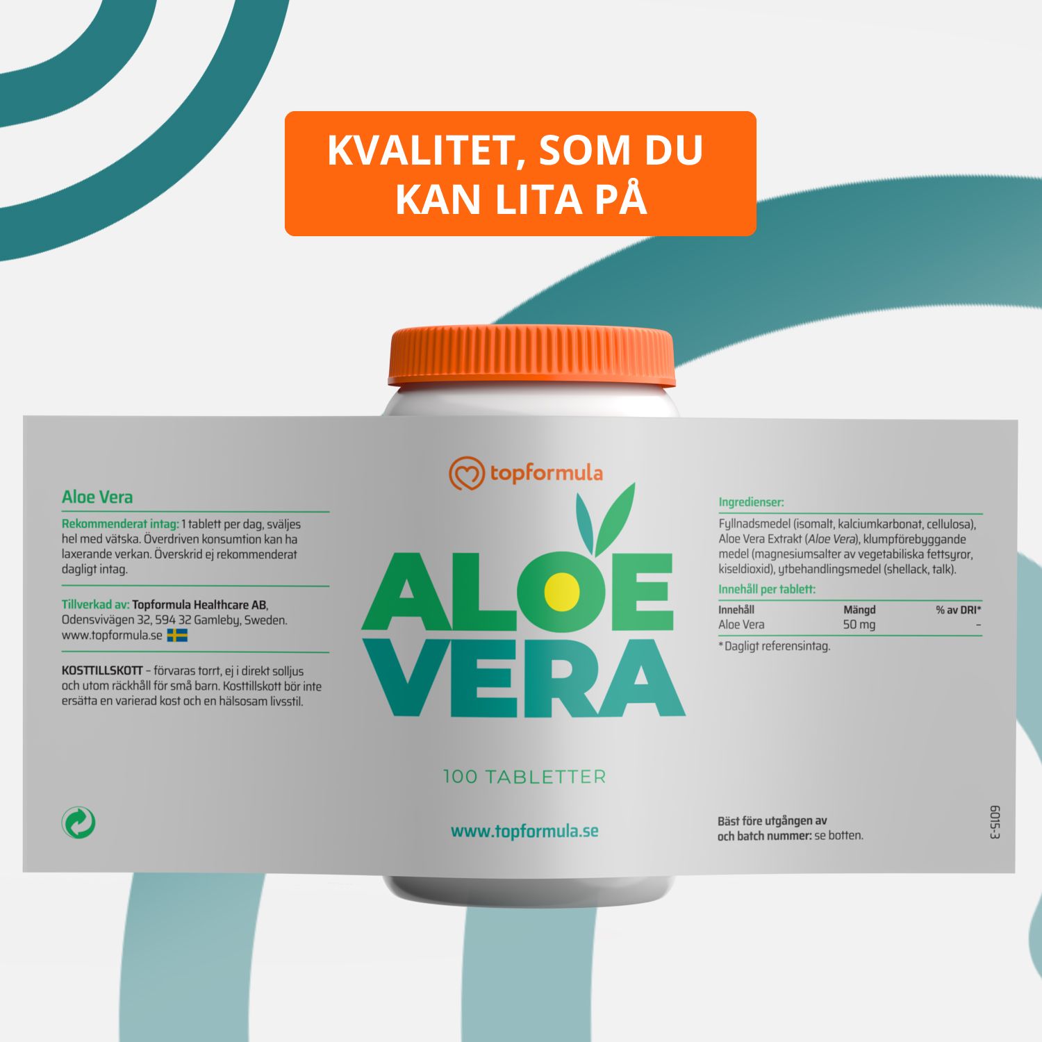Topformula | Aloe Vera | 50 mg | 100 tabletter