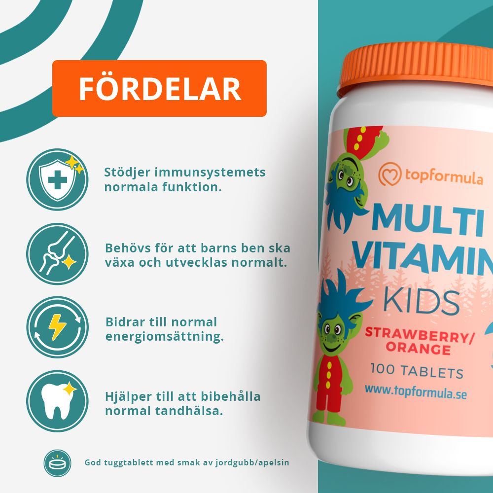Topformula Kids | Multivitamin Tuggtablett | 100 tabletter
