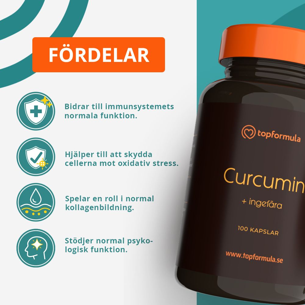 Topformula | Curcumin + Ingefära | 100 kapslar