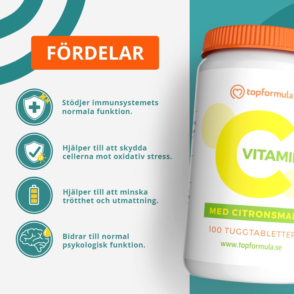 Topformula | Vitamin C Tugg | 500 mg | 100 tabletter