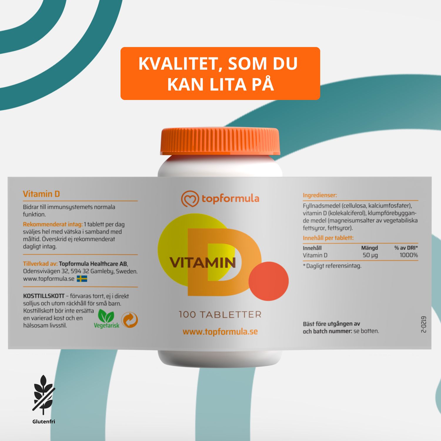 Topformula | D-vitamin | 2000 IE |  50 µg | 100 tabletter