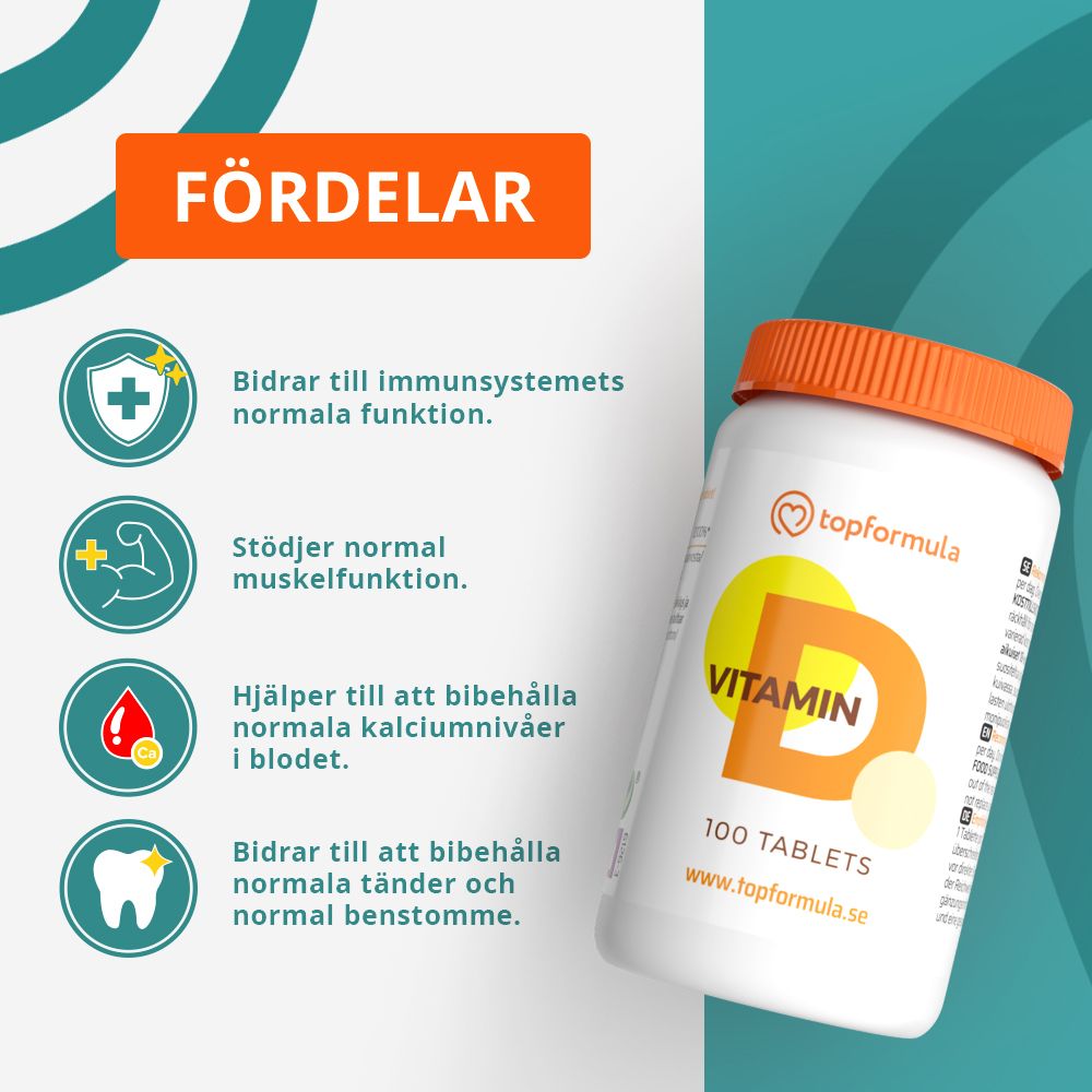 Topformula | D-vitamin | 2000 IE |  50 µg | 100 tabletter