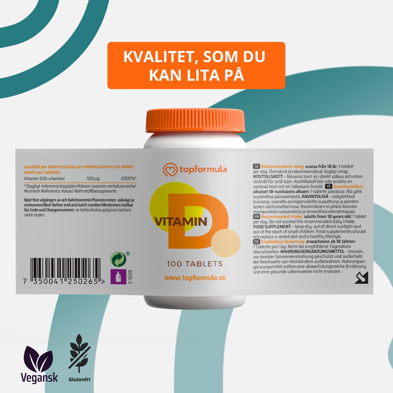 Topformula | D-vitamin | 4000 IE | 100 µg | 100 tabletter