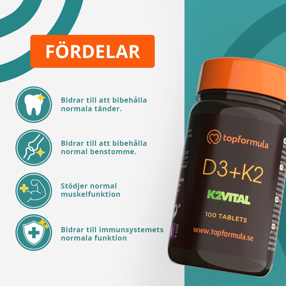 Topformula | D3 + K2VITAL® | 100 tabletter