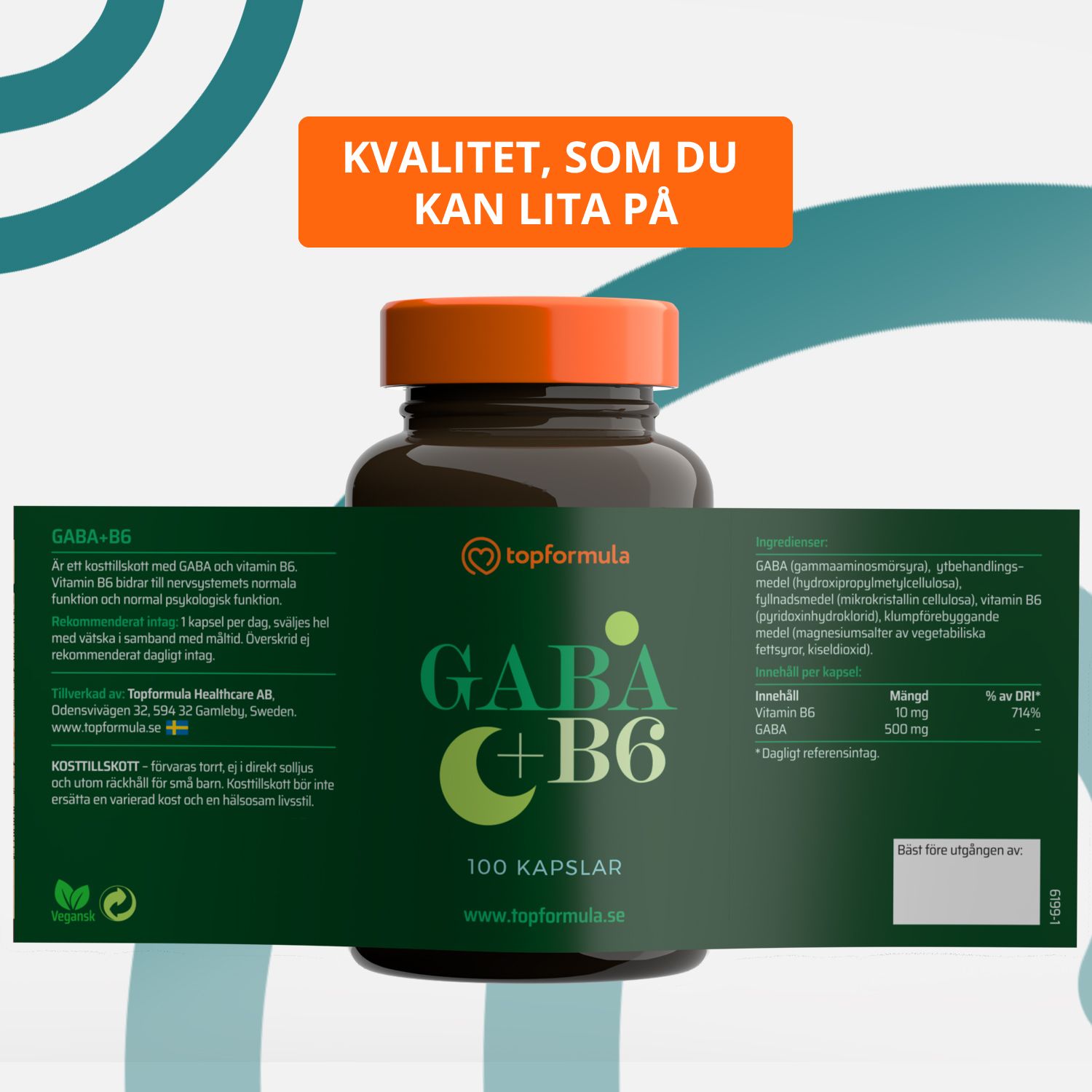 Topformula | GABA + B6 | 100 kapslar