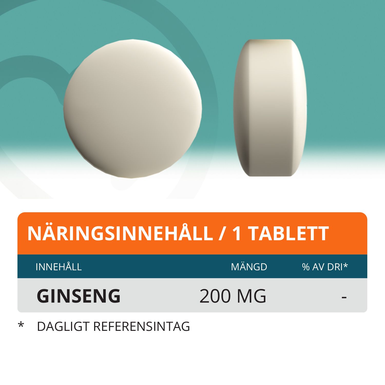 Topformula | Ginseng | 200 mg | 100 tabletter
