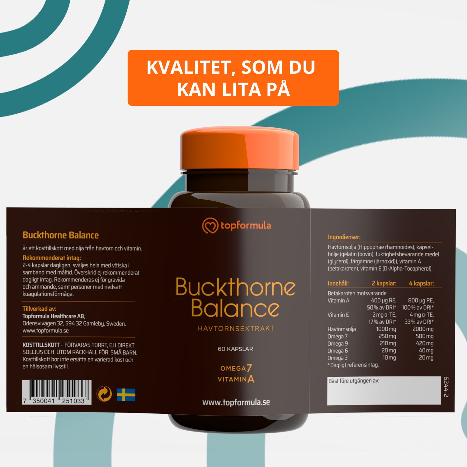 Topformula | Buckthorne Balance | Havtornskapslar | 60 kapslar