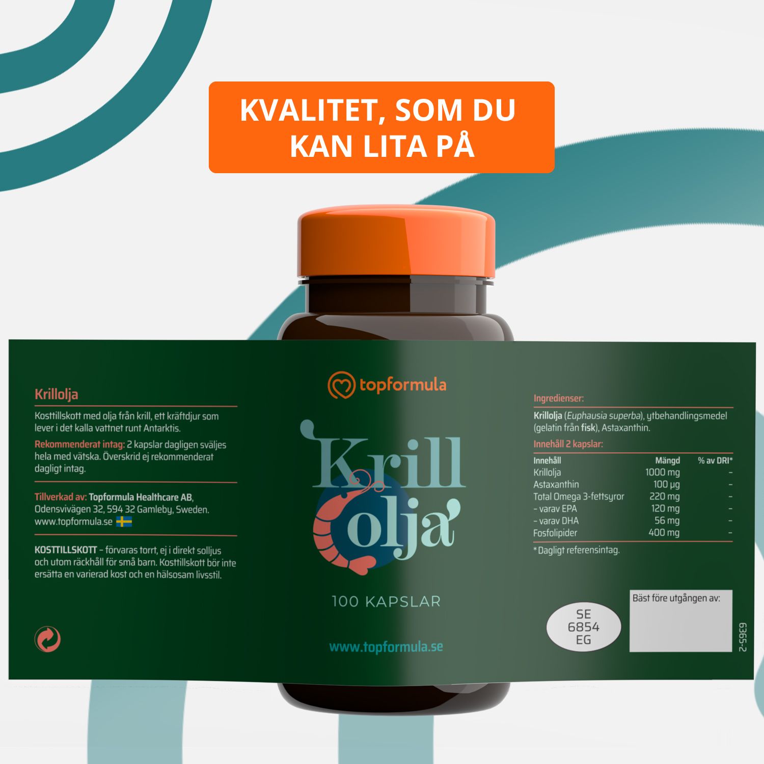 Topformula | Krillolja | 1000 mg | 100 kapslar