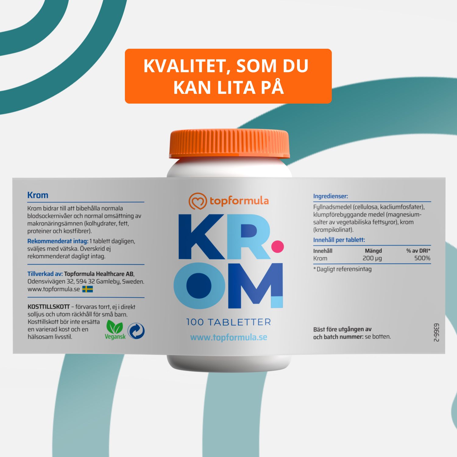 Topformula | Krom | 200 µg | 100 tabletter