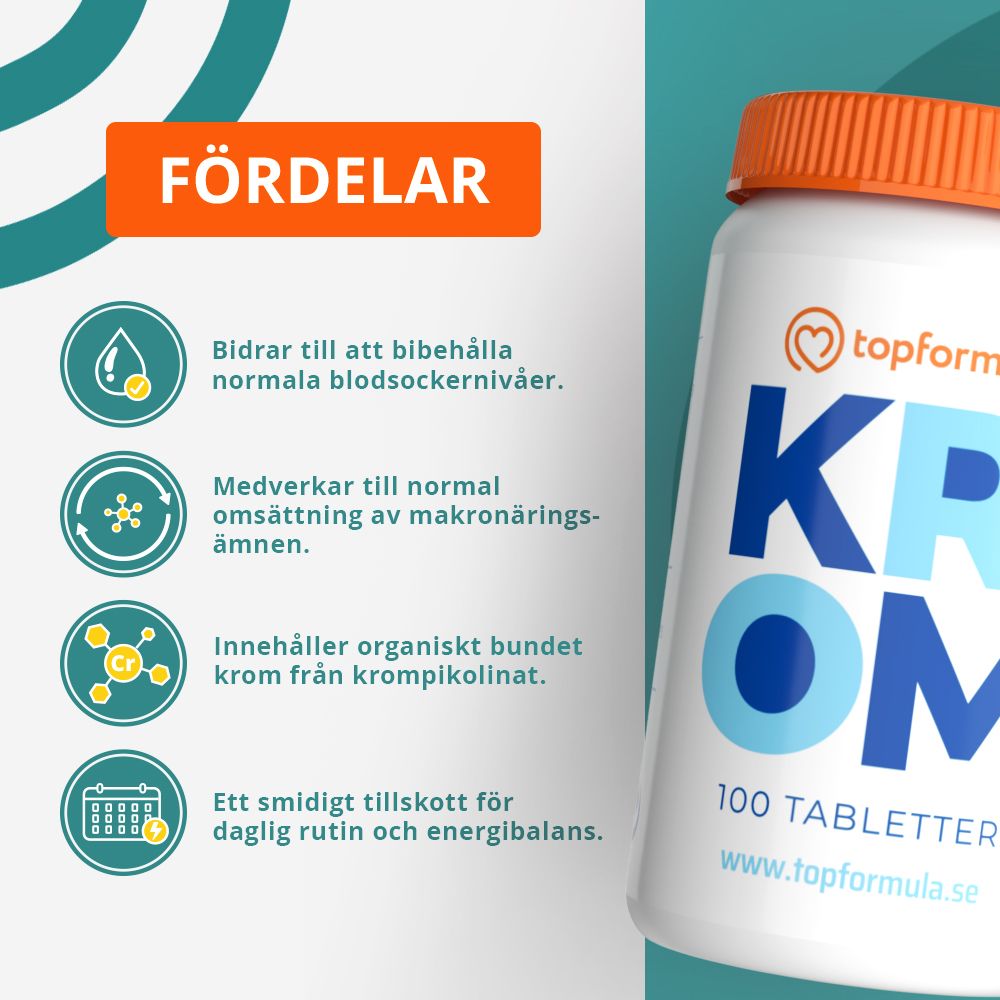 Topformula | Krom | 200 µg | 100 tabletter