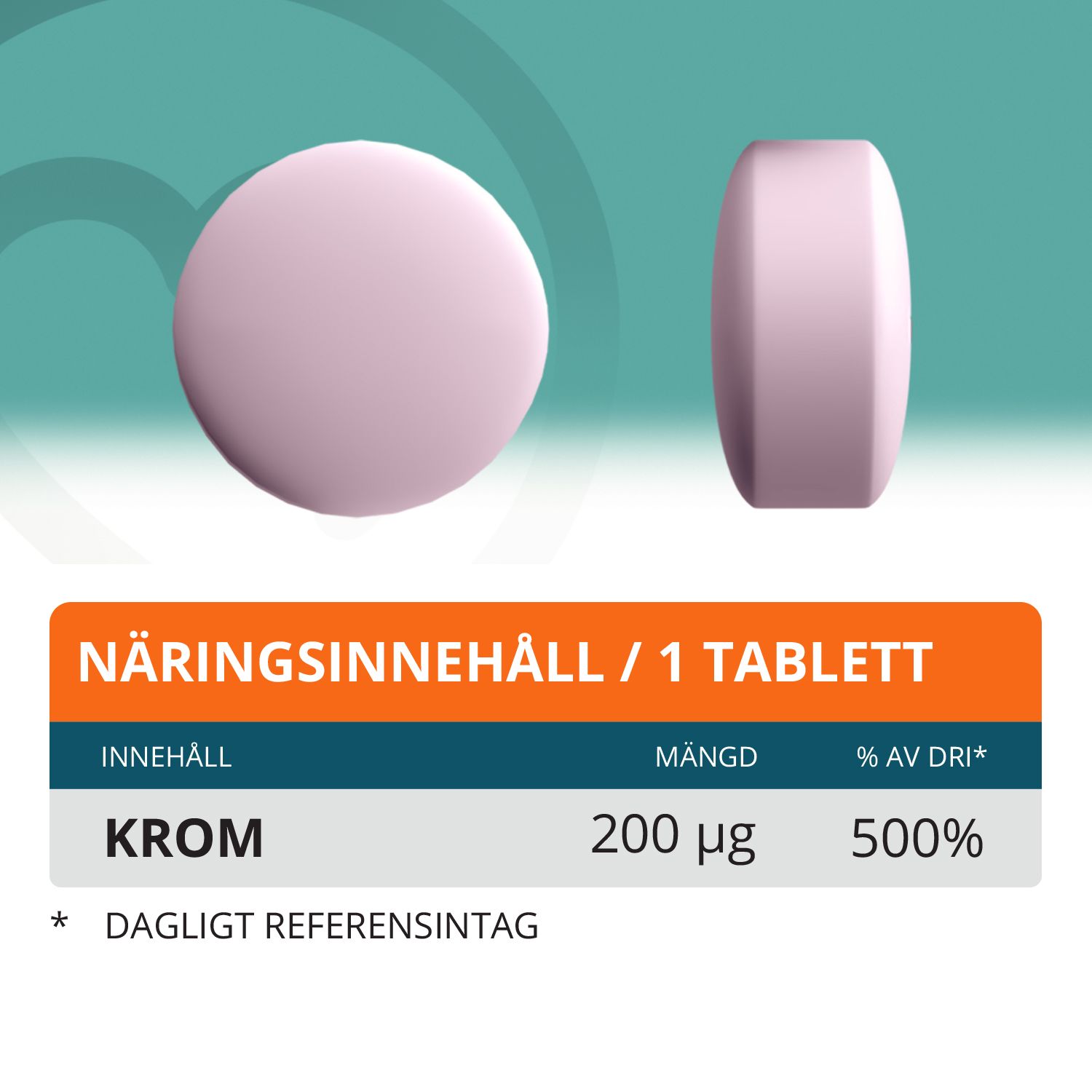 Topformula | Krom | 200 µg | 100 tabletter