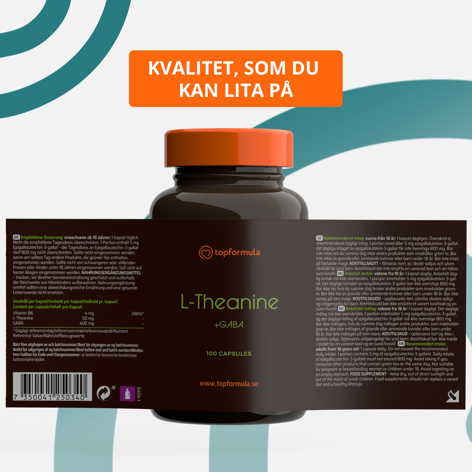 Topformula | L-Theanin + GABA | 100 kapslar