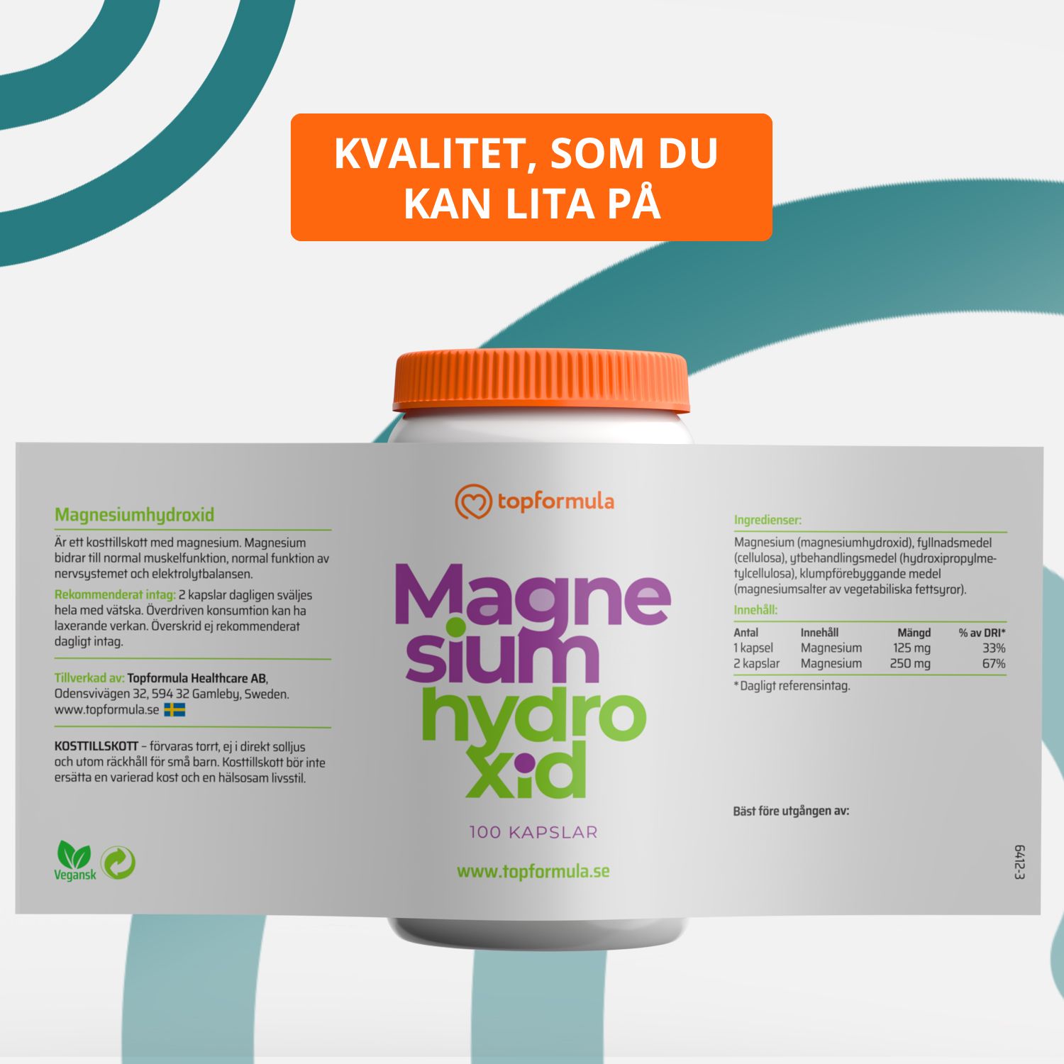 Topformula | Magnesiumhydroxid | 125 mg | 100 kapslar