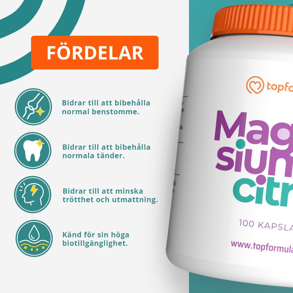 Topformula | Magnesiumcitrat | 120 mg | 100 kapslar