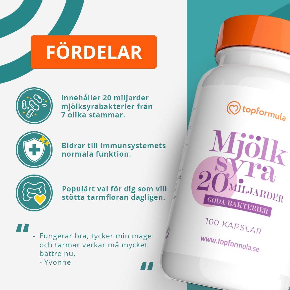 Topformula | Mjölksyra 20 miljarder | 100 kapslar