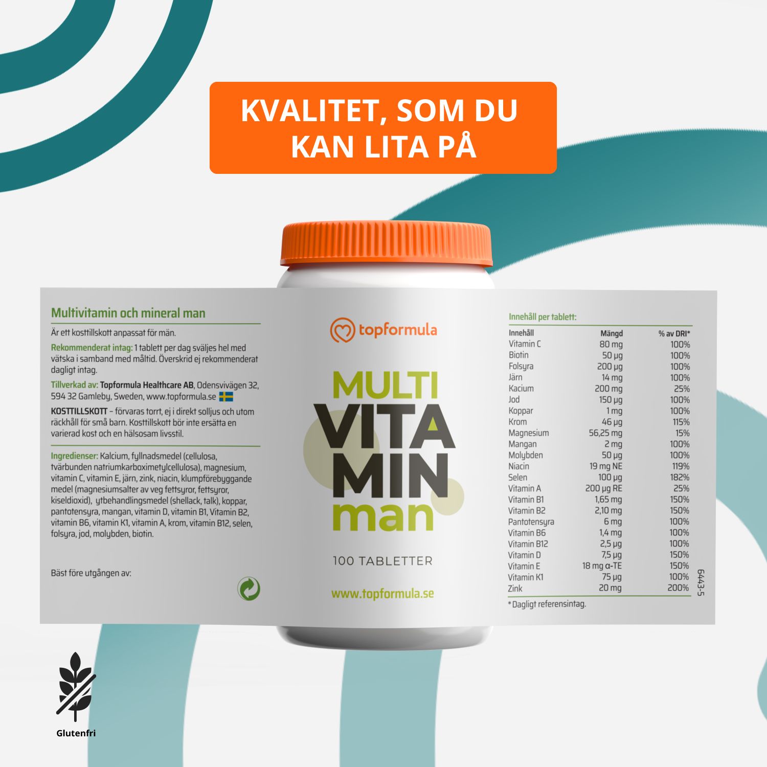 Topformula | Multivitamin och mineral Man | 100 tabletter