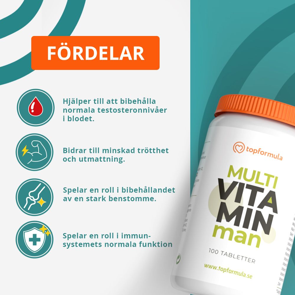 Topformula | Multivitamin och mineral Man | 100 tabletter
