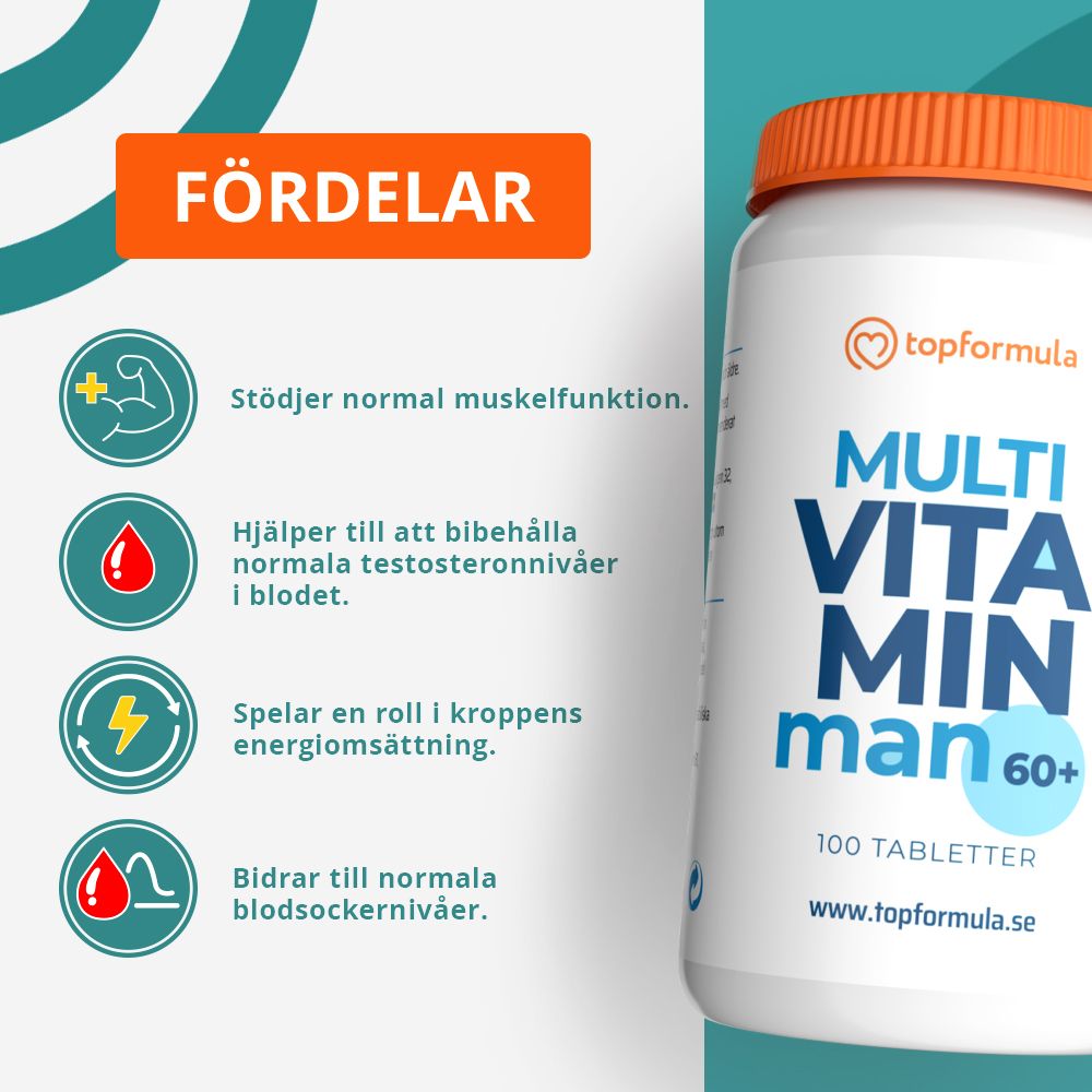 Topformula | Multivitamin och mineral Man 60+ | 100 tabletter