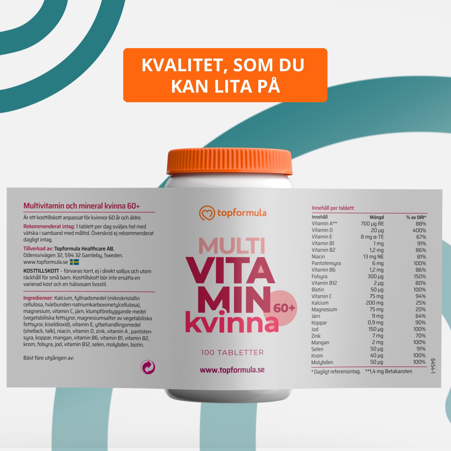Topformula | Multivitamin och mineral Kvinna 60+ | 100 tabletter