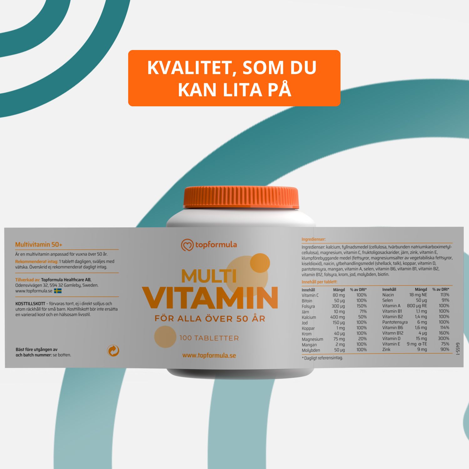 Topformula | Multivitamin 50+ | 100 tabletter