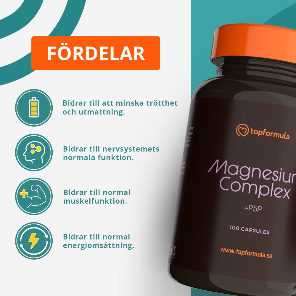 Topformula | Magnesium Complex 375 mg + P5P | 100 kapslar