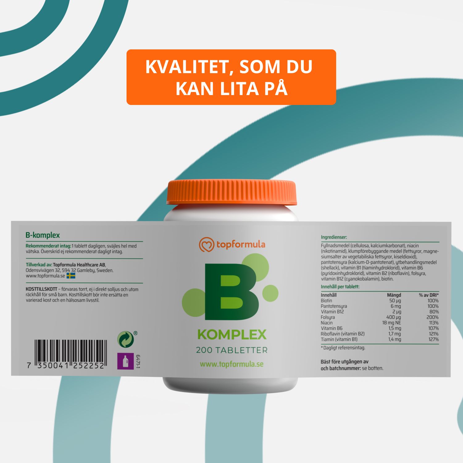Topformula | B-Komplex | 200 tabletter