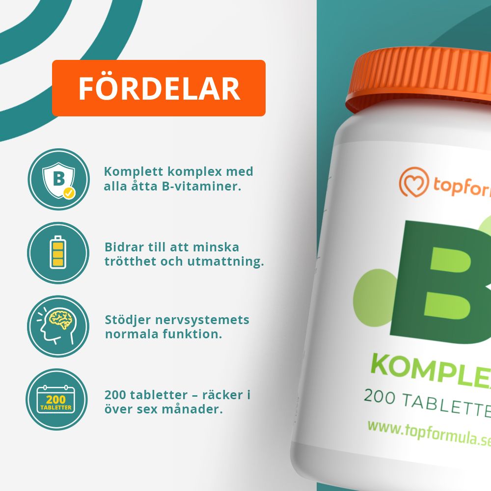 Topformula | B-Komplex | 200 tabletter