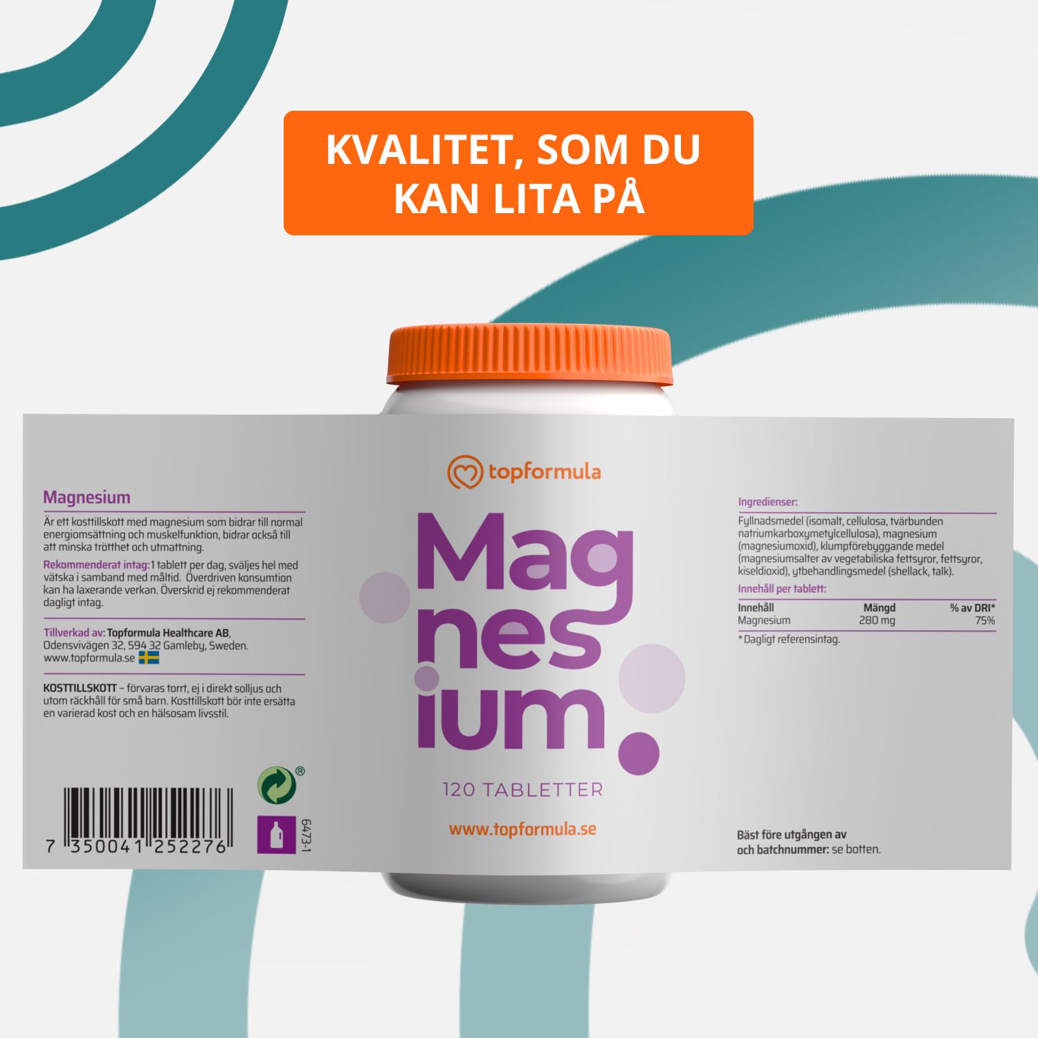 Topformula | Magnesium 280 mg | 120 tabletter