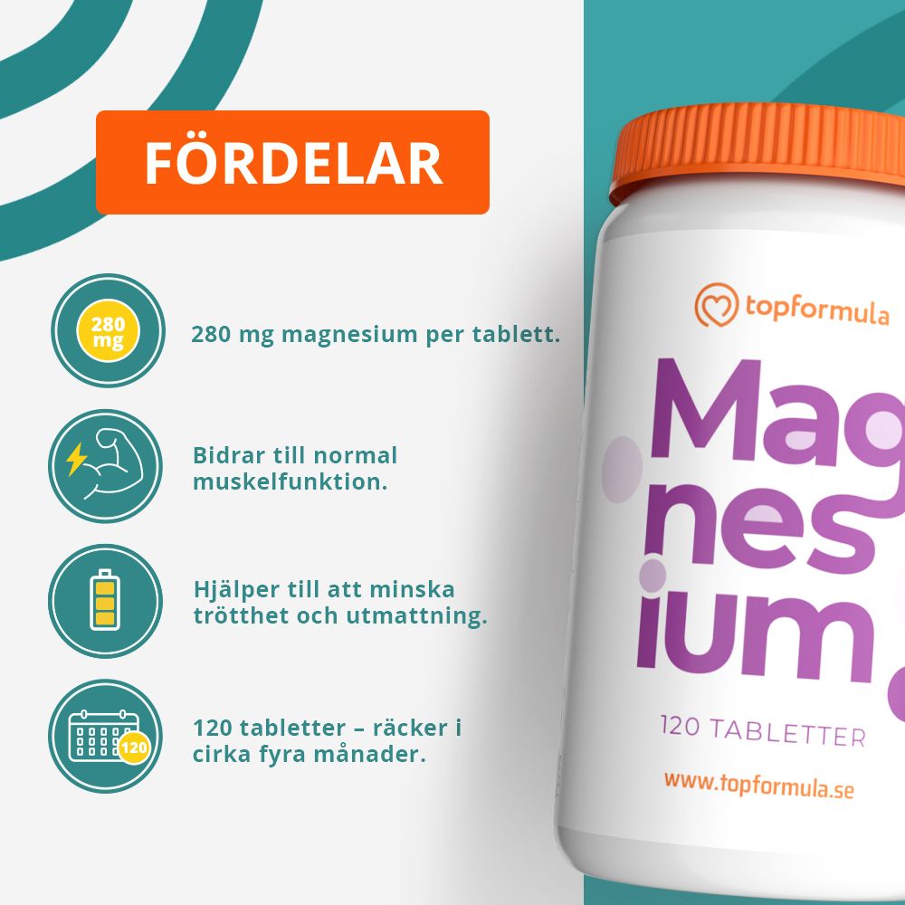 Topformula | Magnesium 280 mg | 120 tabletter