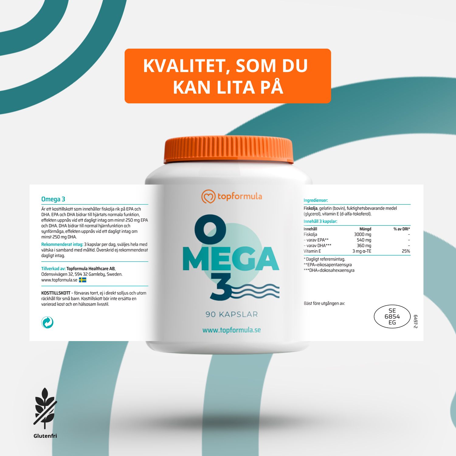 Topformula | Omega-3 Fiskolja | 90 kapslar