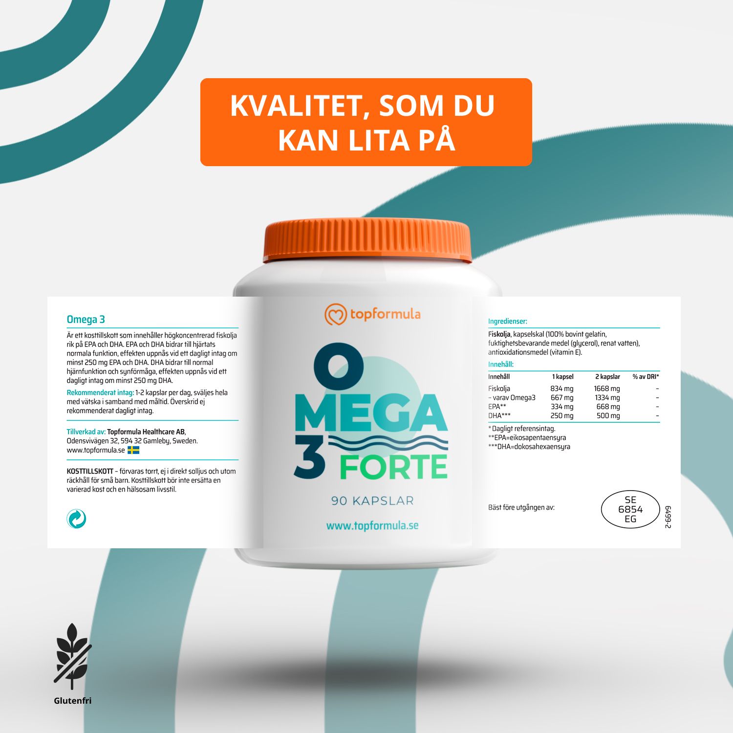 Topformula | Omega-3 Forte 70% | 90 kapslar