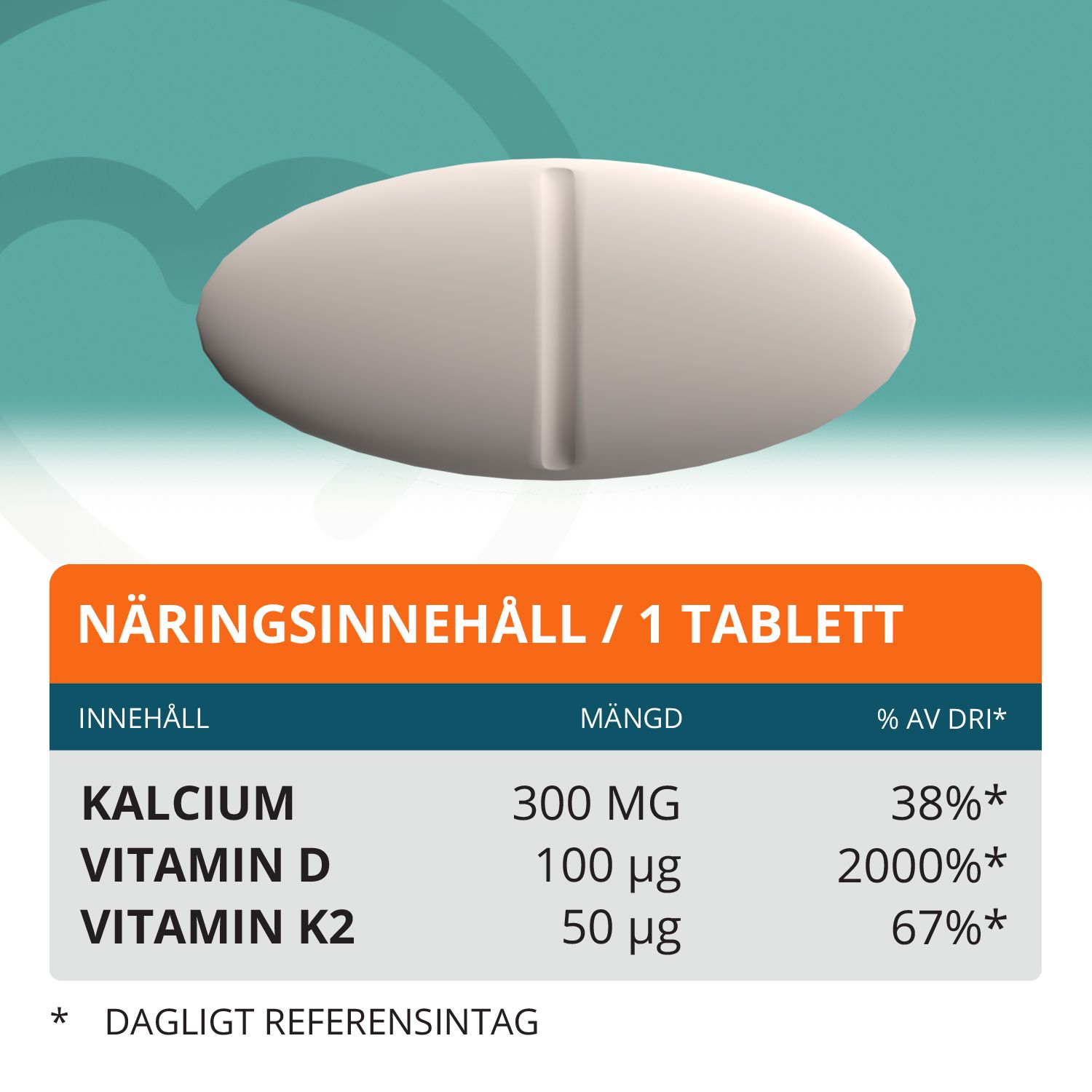 Topformula | Calcium Aquamin + D3 och K2 | 100 tabletter