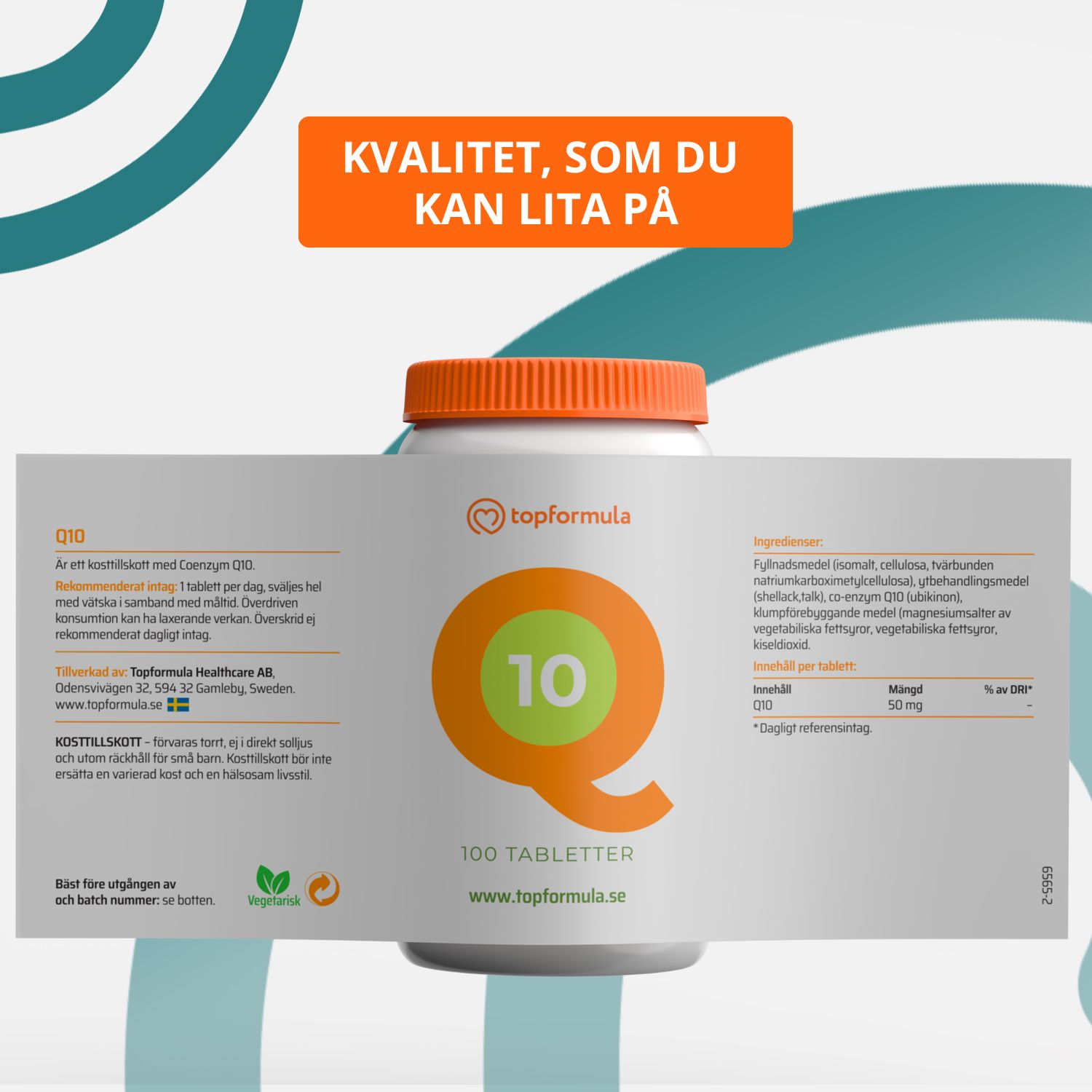 Topformula | Q10 | 50 mg | 100 tabletter