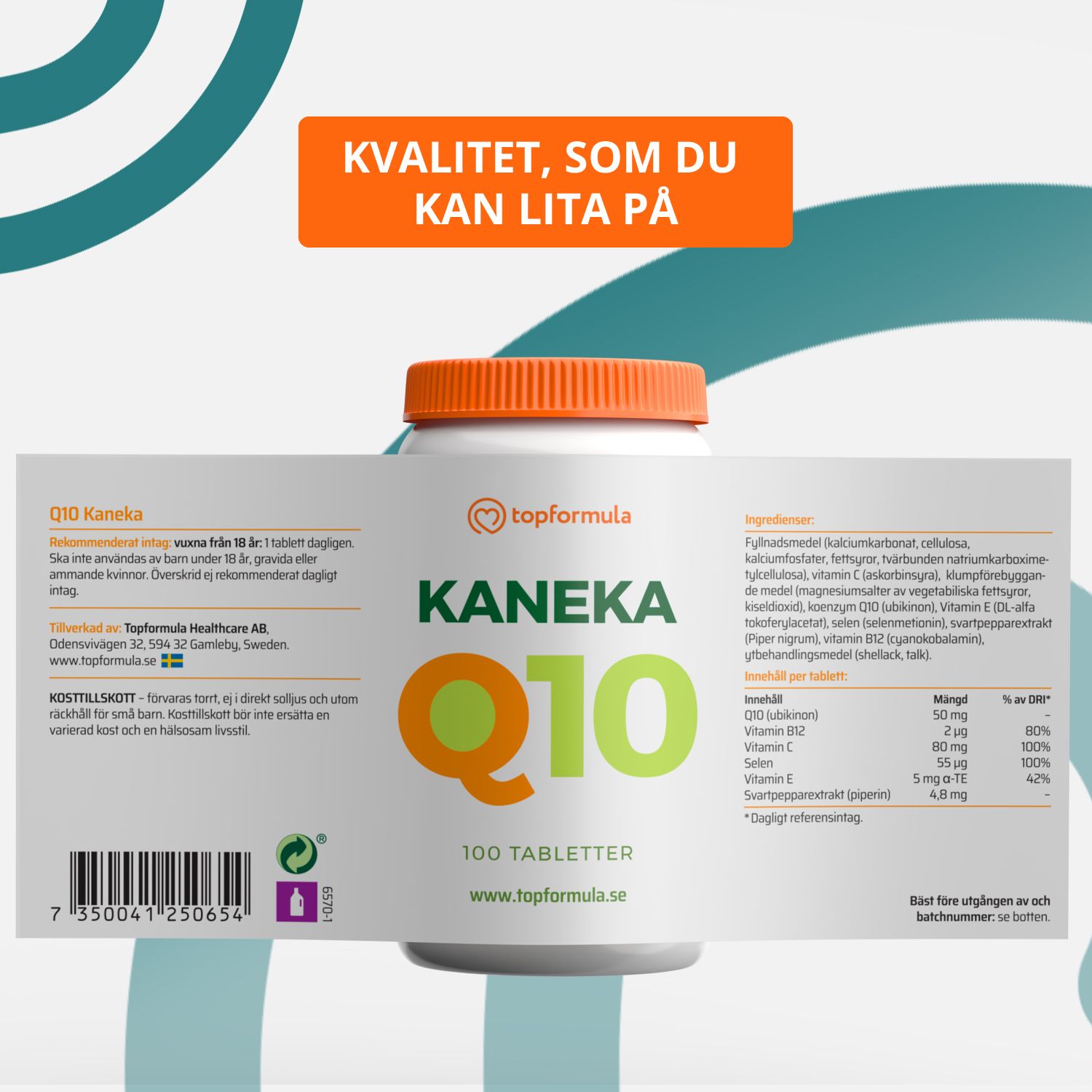 Topformula | Kaneka Q10 | 50 mg | 100 tabletter