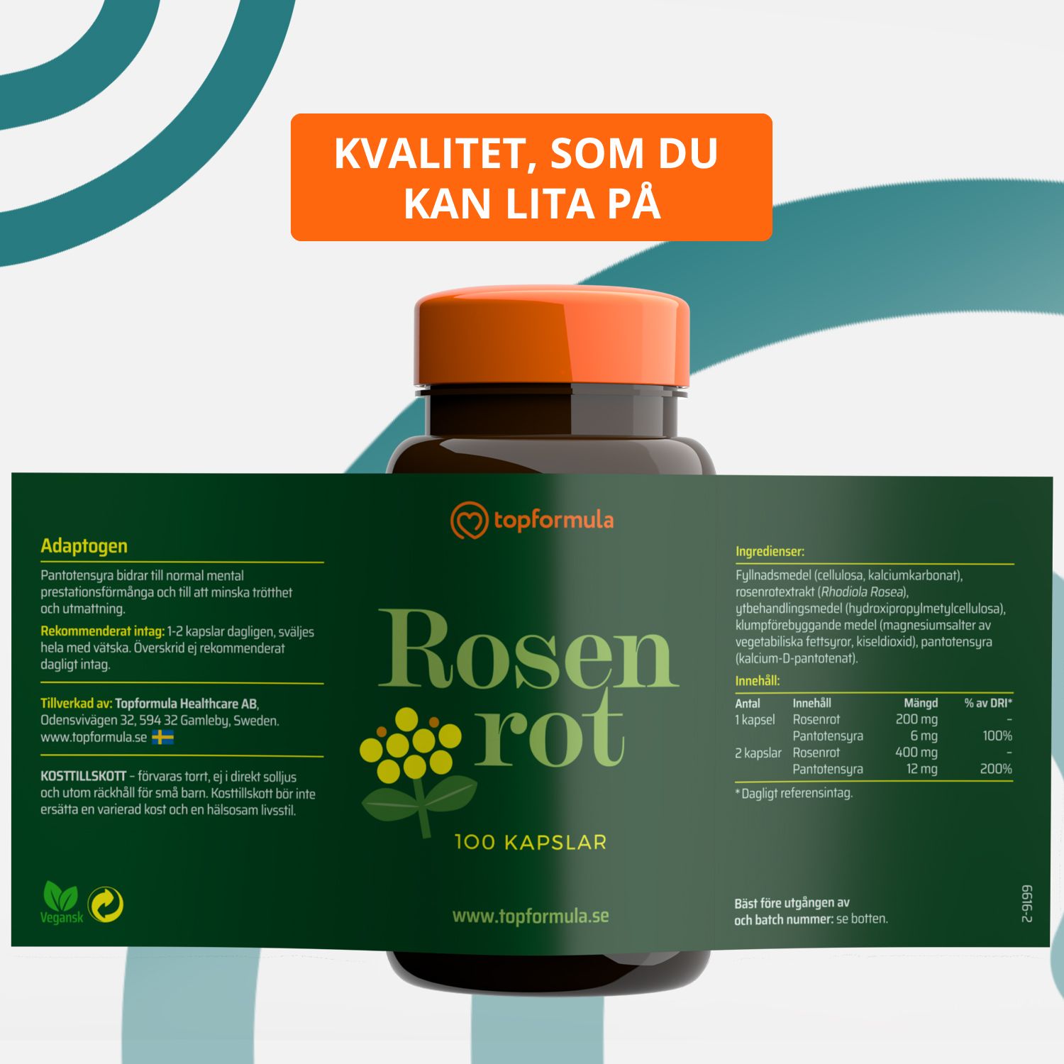 Topformula | Rosenrot | 200 mg | 100 kapslar