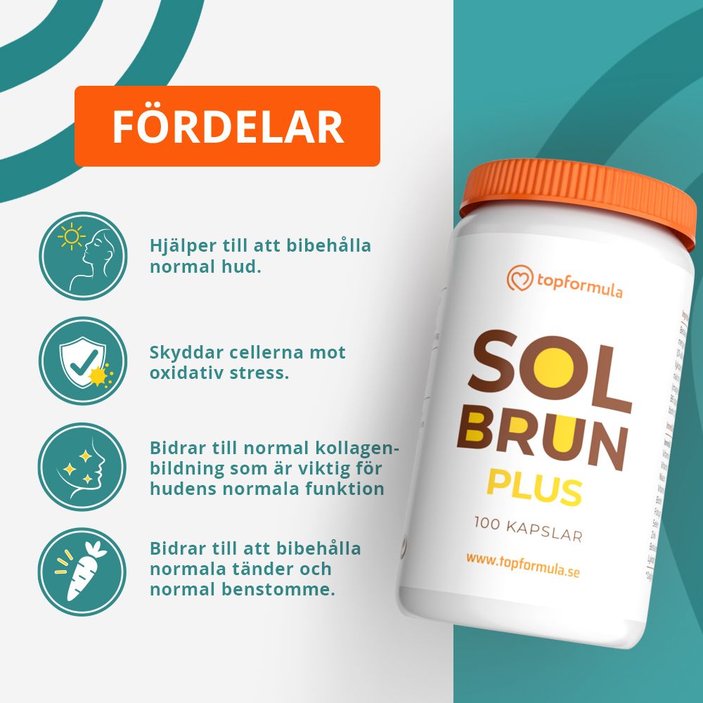 Topformula | Solbrun Plus | Betakaroten 50 mg | 100 kapslar
