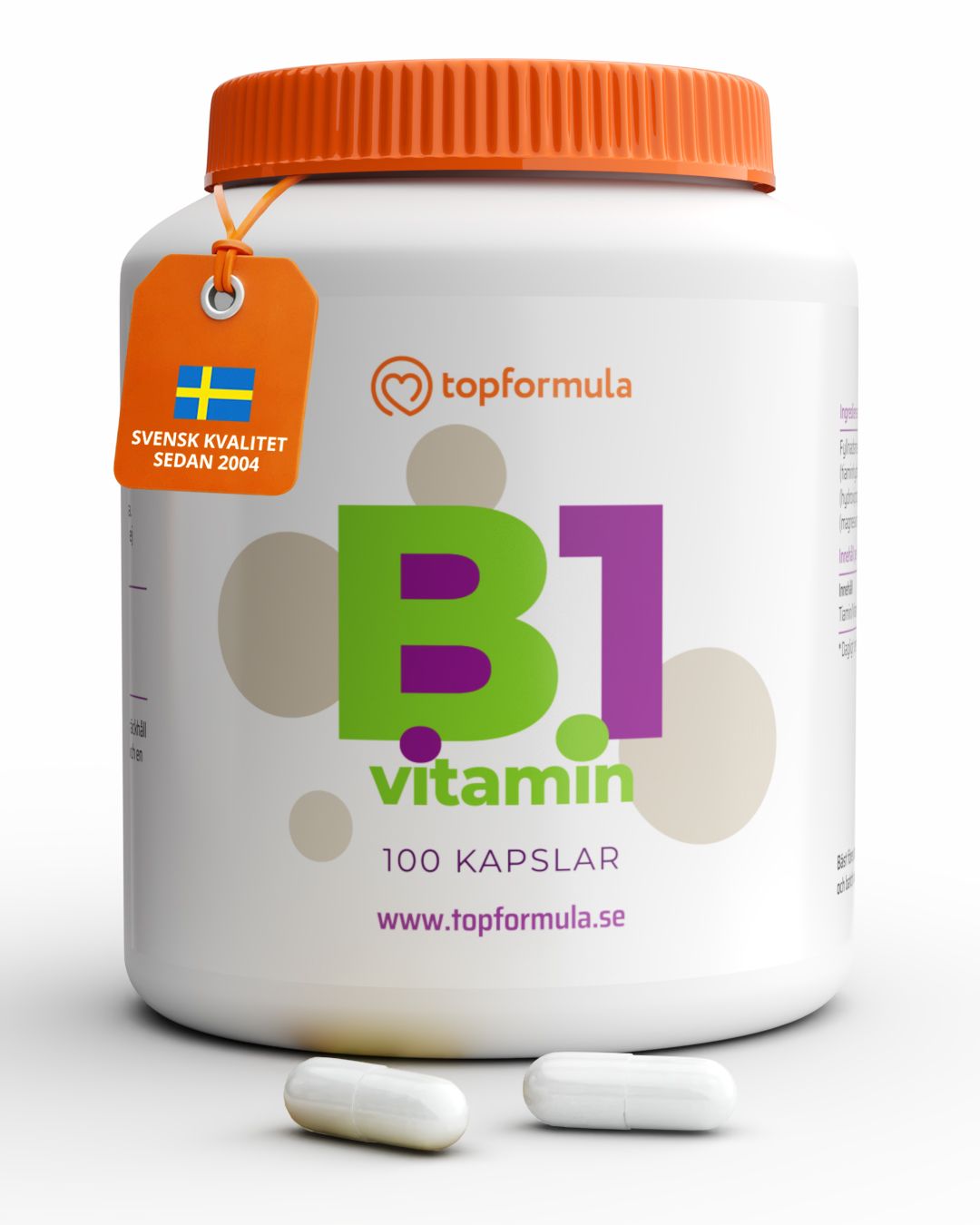 Topformula | Vitamin B1 | Tiamin | 100 mg | 100 kapslar