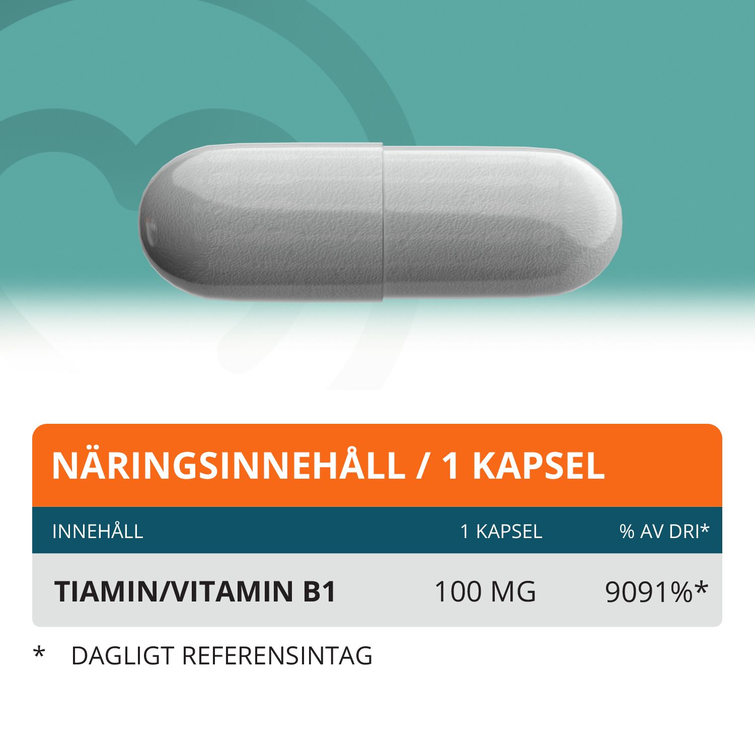 Topformula | Vitamin B1 | Tiamin | 100 mg | 100 kapslar