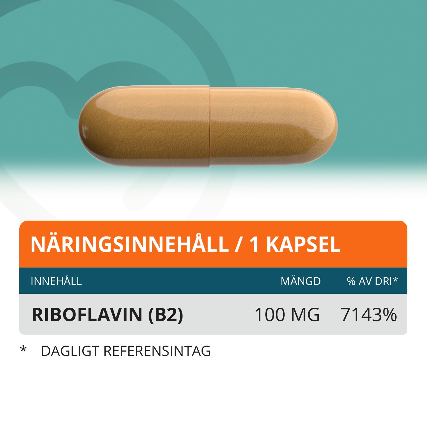 Topformula | Vitamin B2 | Riboflavin | 100 mg | 100 kapslar