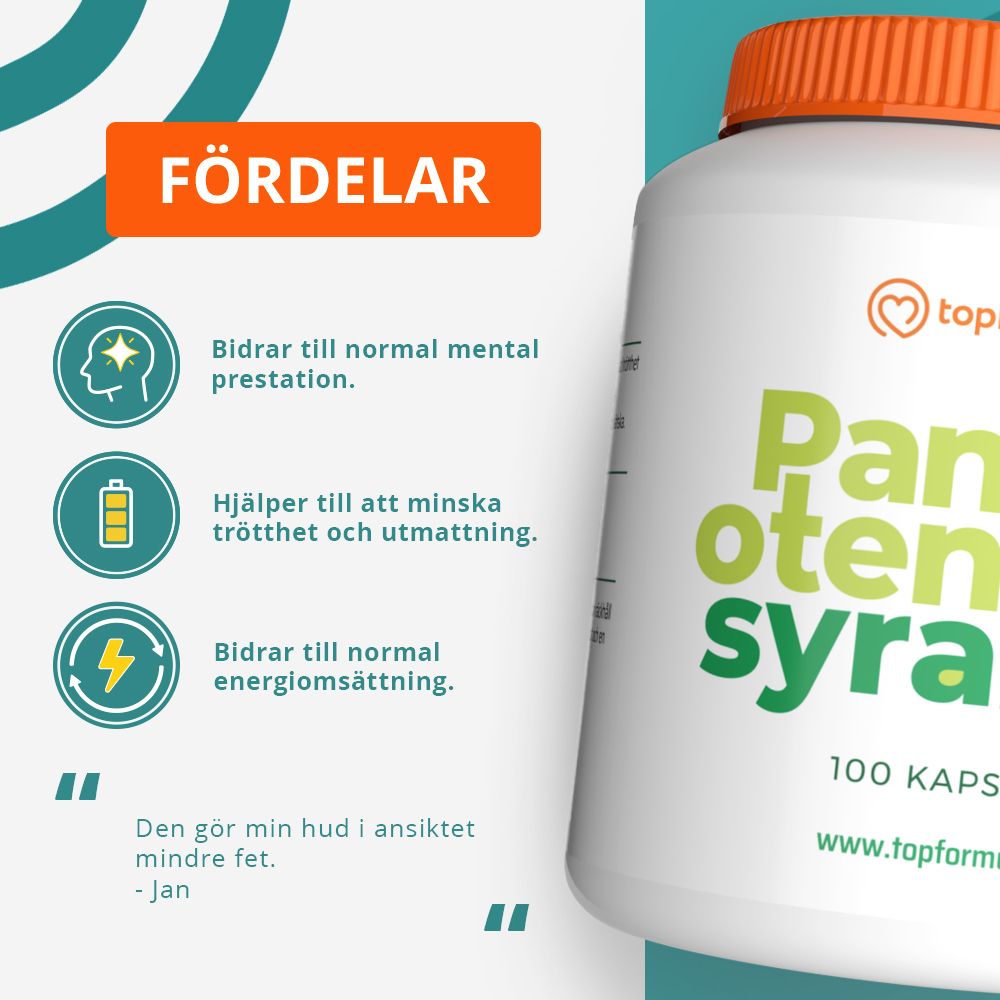 Topformula | Pantotensyra B5 | 500 mg | 100 kapslar