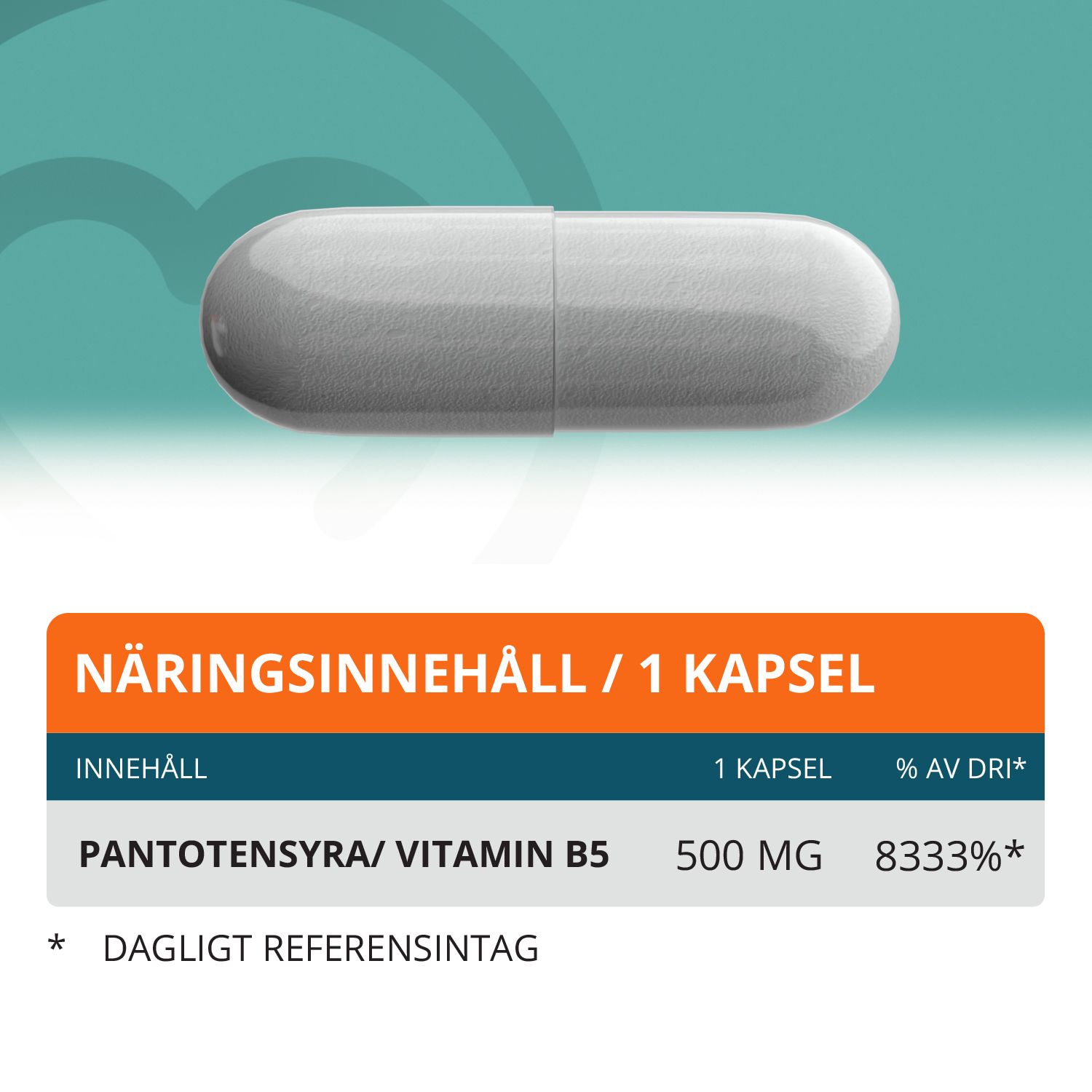Topformula | Pantotensyra B5 | 500 mg | 100 kapslar