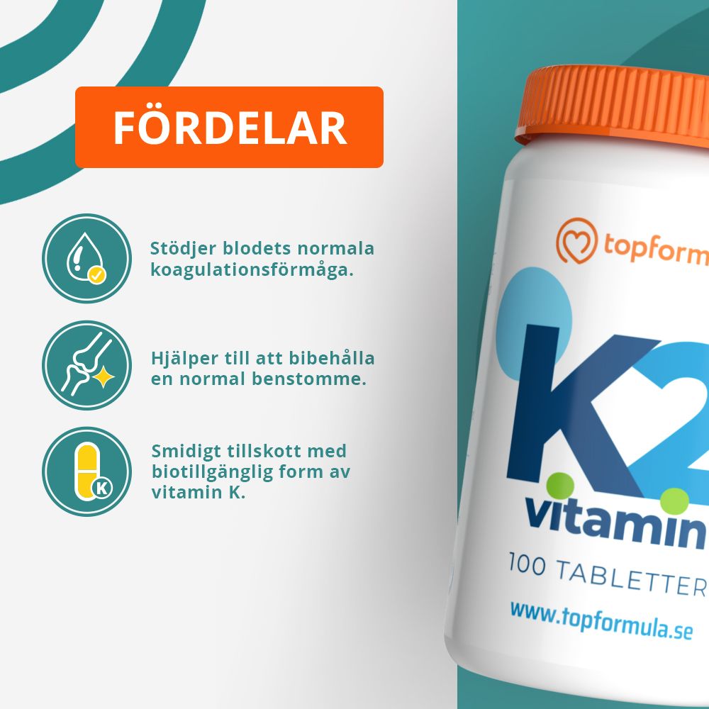 Topformula | K2 vitamin | 75 µg | 100 tabletter